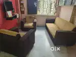SOFA SET WITH GLASS OVAL TABLE