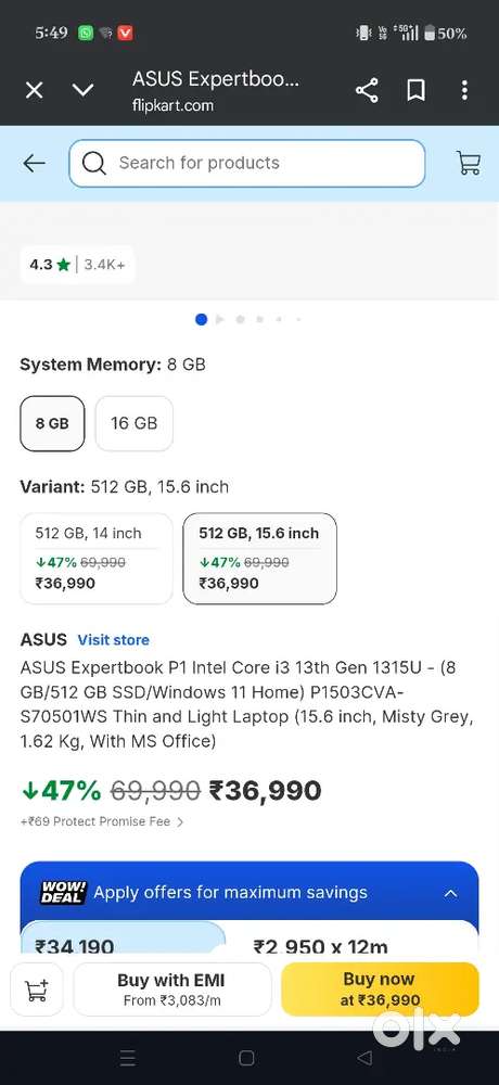 I3 13th gen 8gb ram 512gb SSD