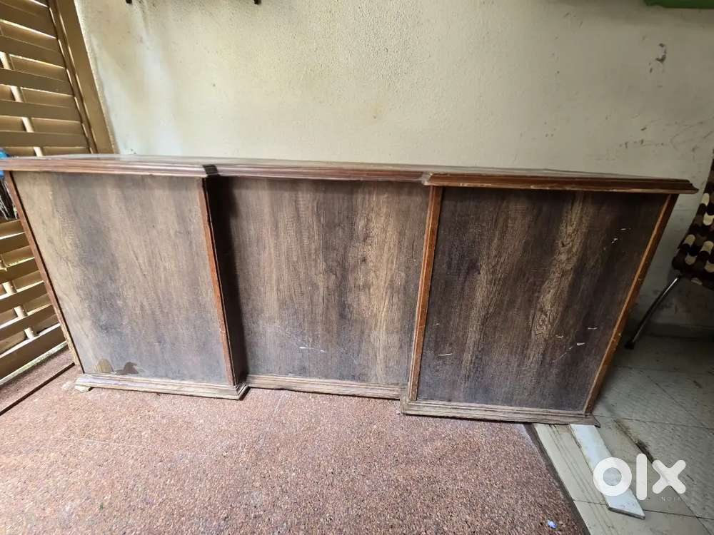 Heavy Glass-Top Wooden Table – Strong & Spacious