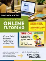 Online tuition are available for grade 6 - 12 ,taking high priority