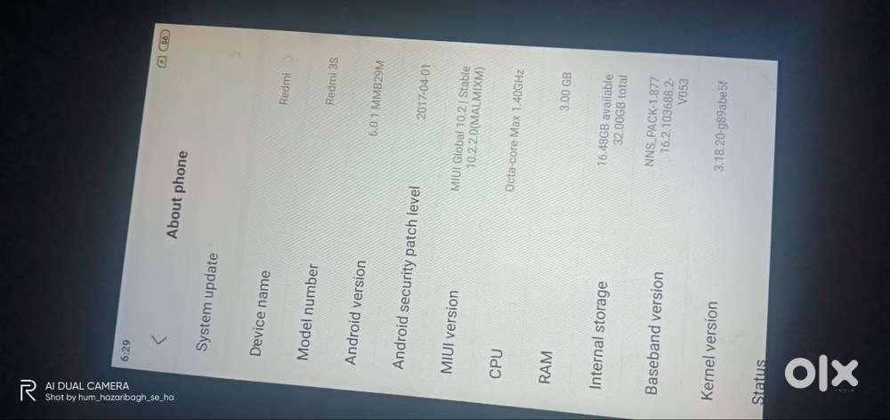 Redmi 3s models 3ram 32stroge