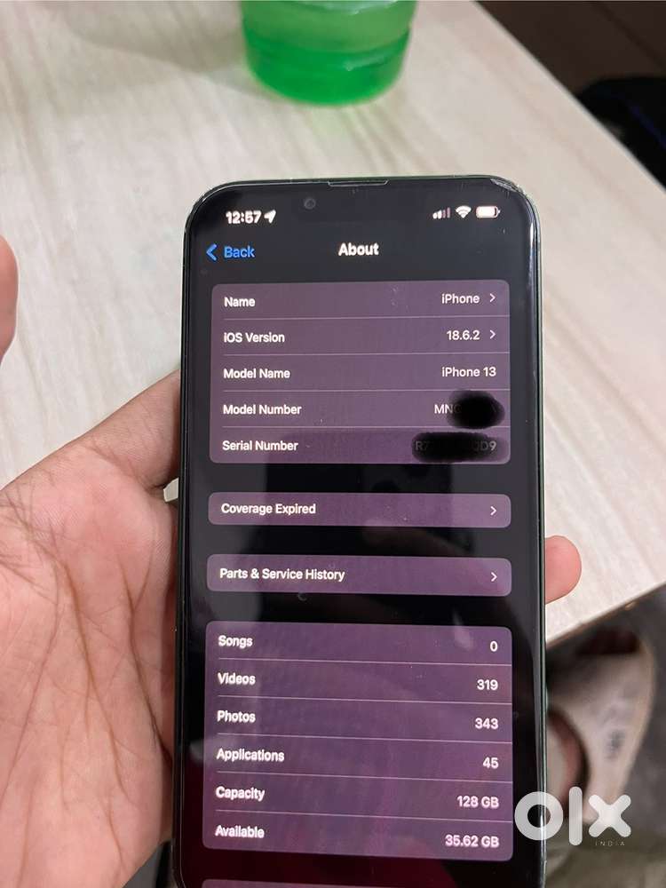 Iphone 13. Green color.   128gb variant Only back pannel carked