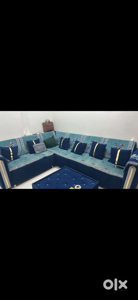 Sofa Set  7 Seater  2 puffy  Premium Blue Color