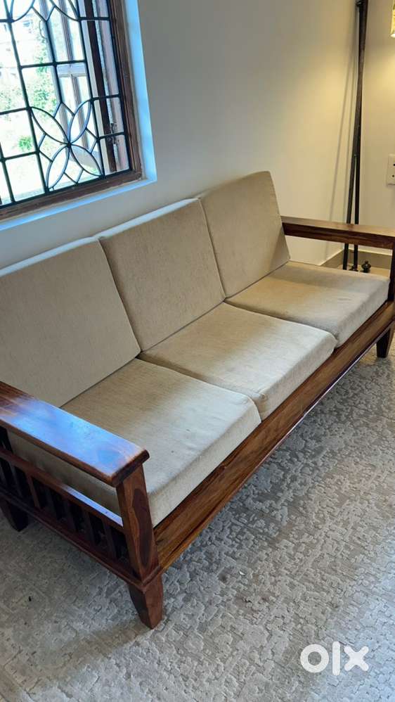 Solid teak wood 3 seater sofa for living room