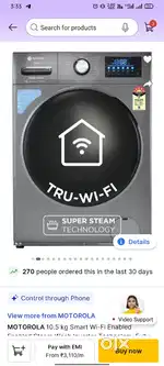 Motorola front load smart 10.5 kg washing machine