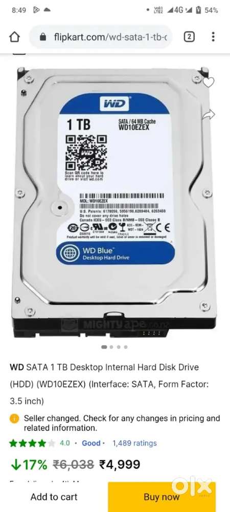 1 TB WD Hard disk