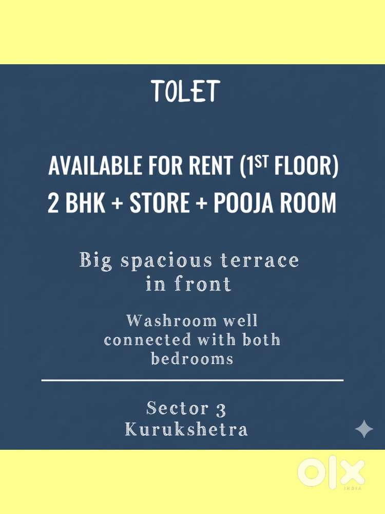 2 bedroom with store, pooja room & spacious terrace available for Rent