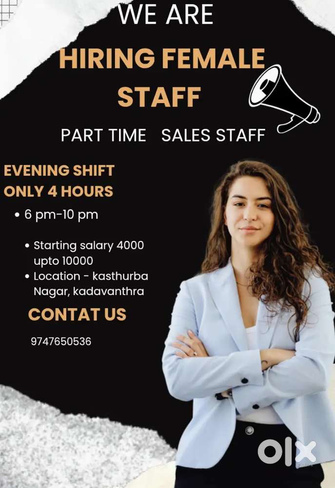 Wanted lady staff for sales