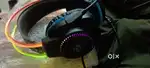 Gaming wired headphones with neon light and a additional adapter