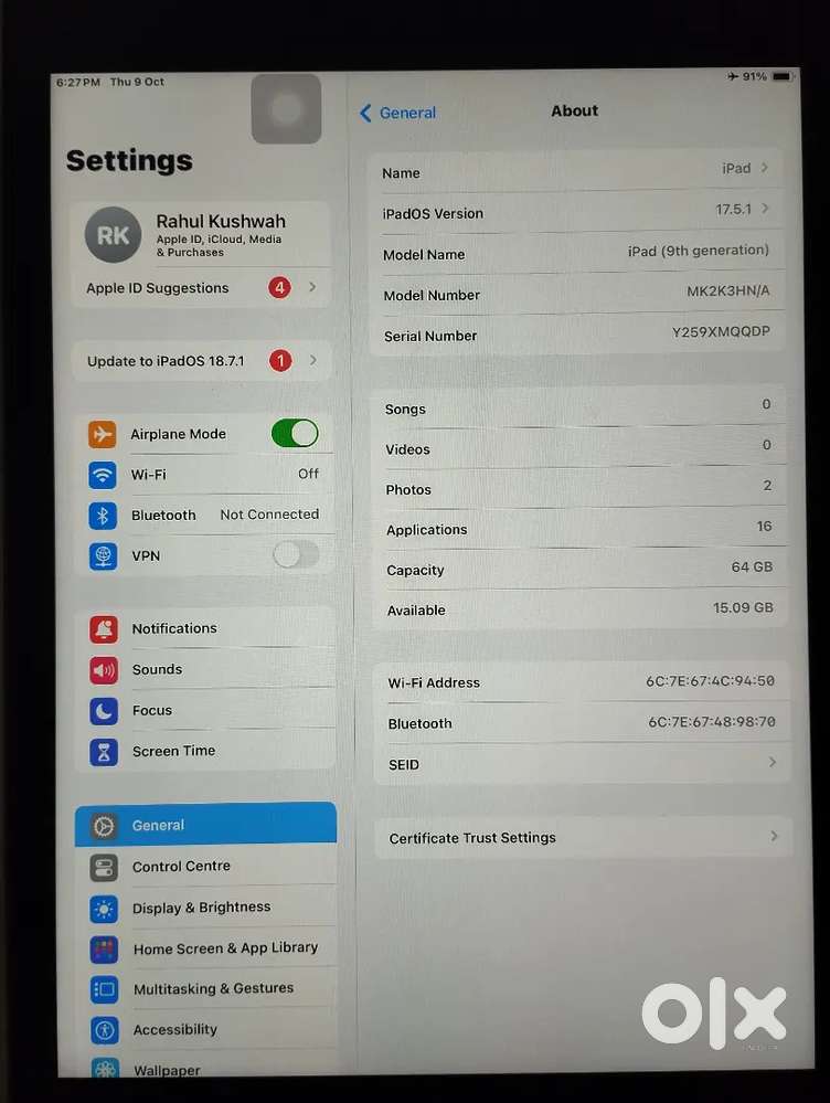 Apple Ipad 9th generation 64gb