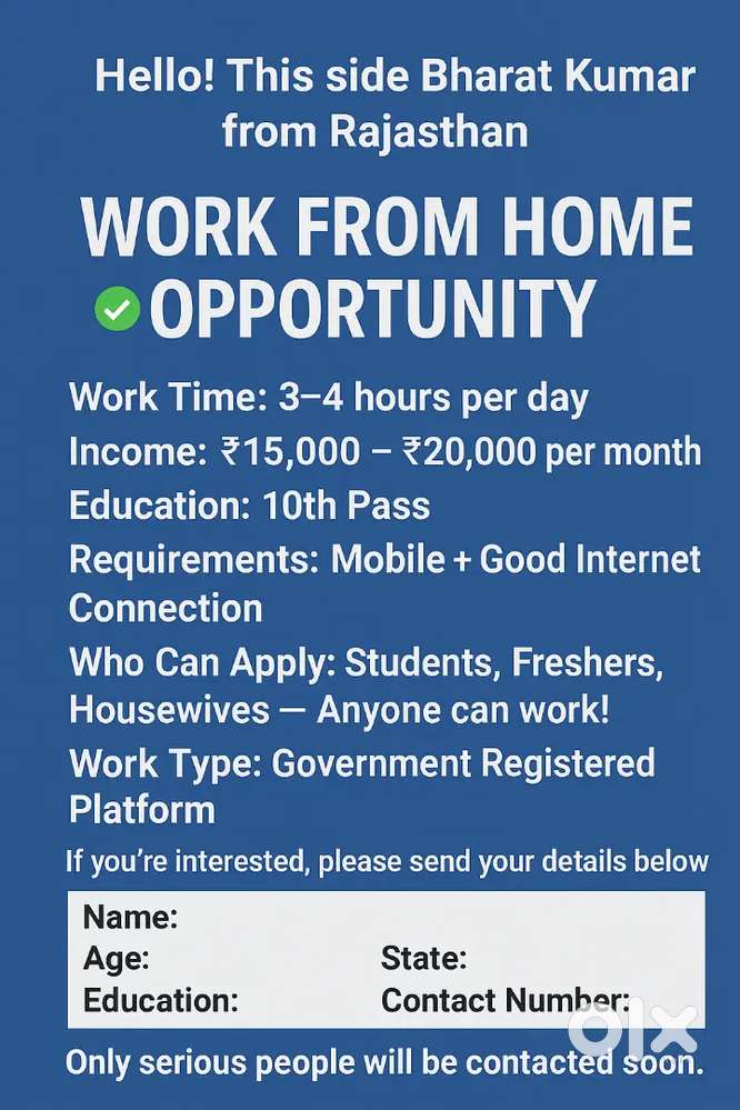 Online work from home business government register platform