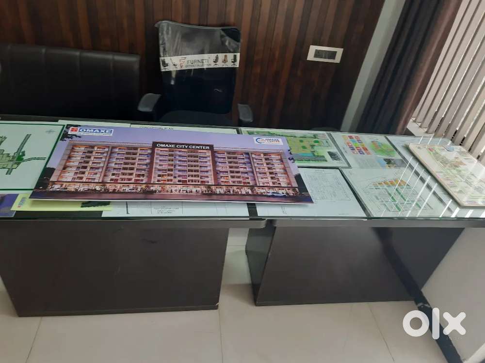 Office Table with Glass For Sale