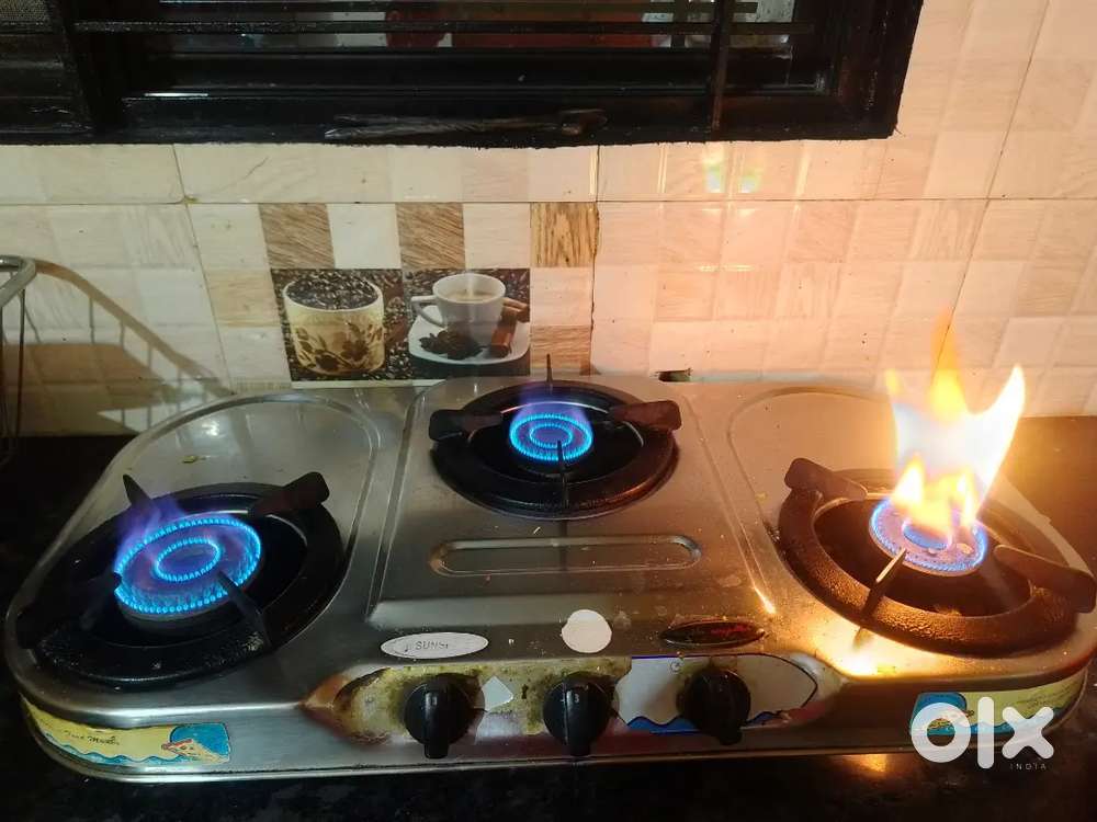 3 burner gas chulha