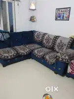 L sofa blue 7seater sofa with center table