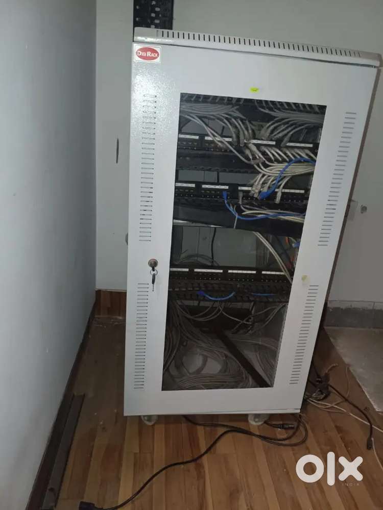 Network Rack 24U with FAN and Wooden Bar chair