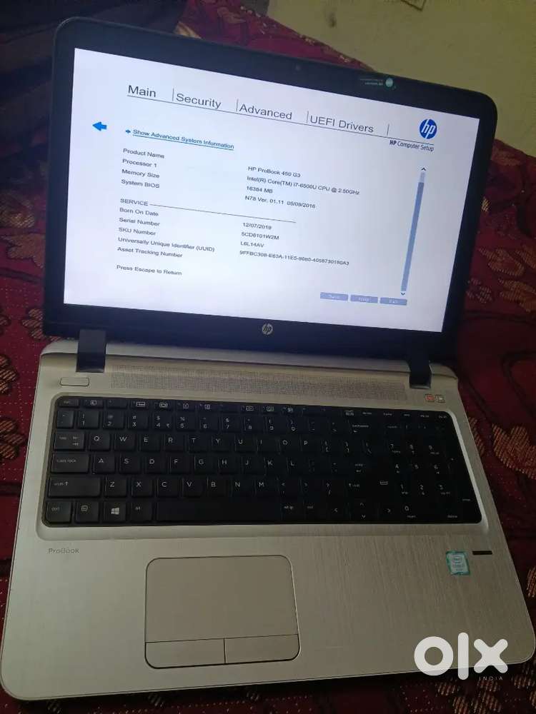 Hp ProBook 450 G3 i7 6th gen 16gb ram 256 ssd
