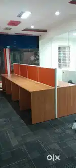 Used Office workstation. Floor mat. Glass partition