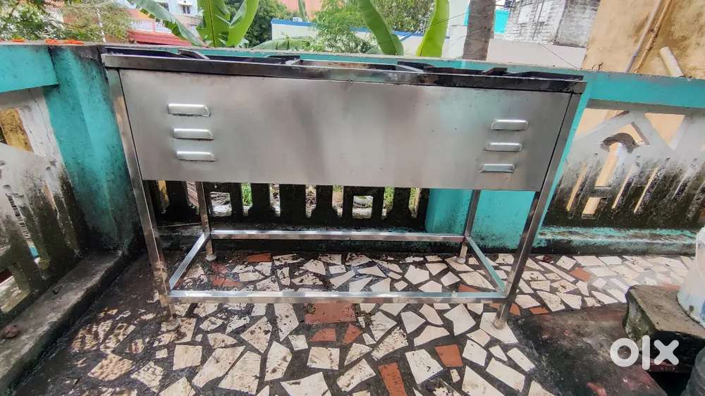 Stainless steel Chicken cooking dual burner stove for hotel use