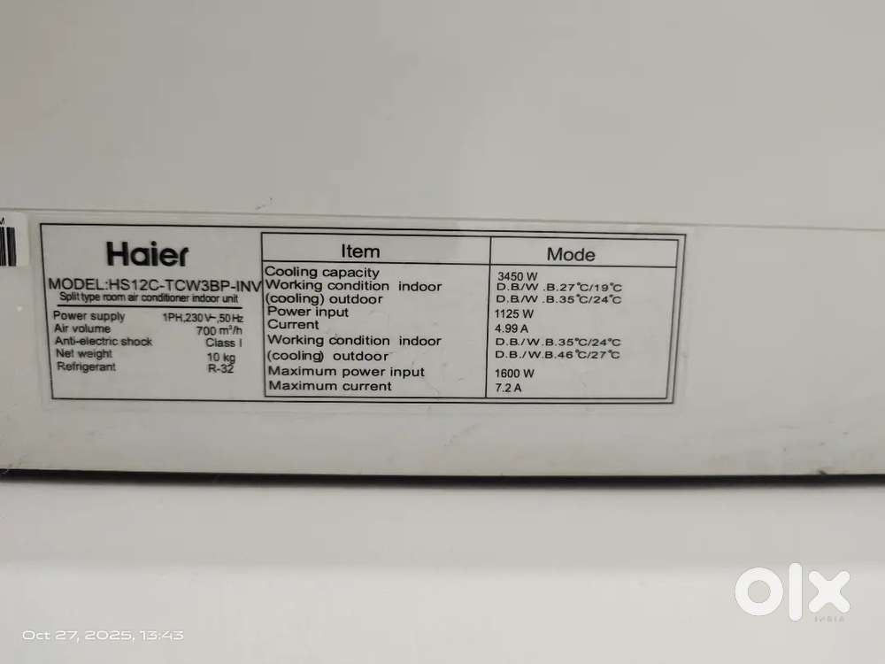 Haier 1 Ton Inverter Split AC – Excellent Condition