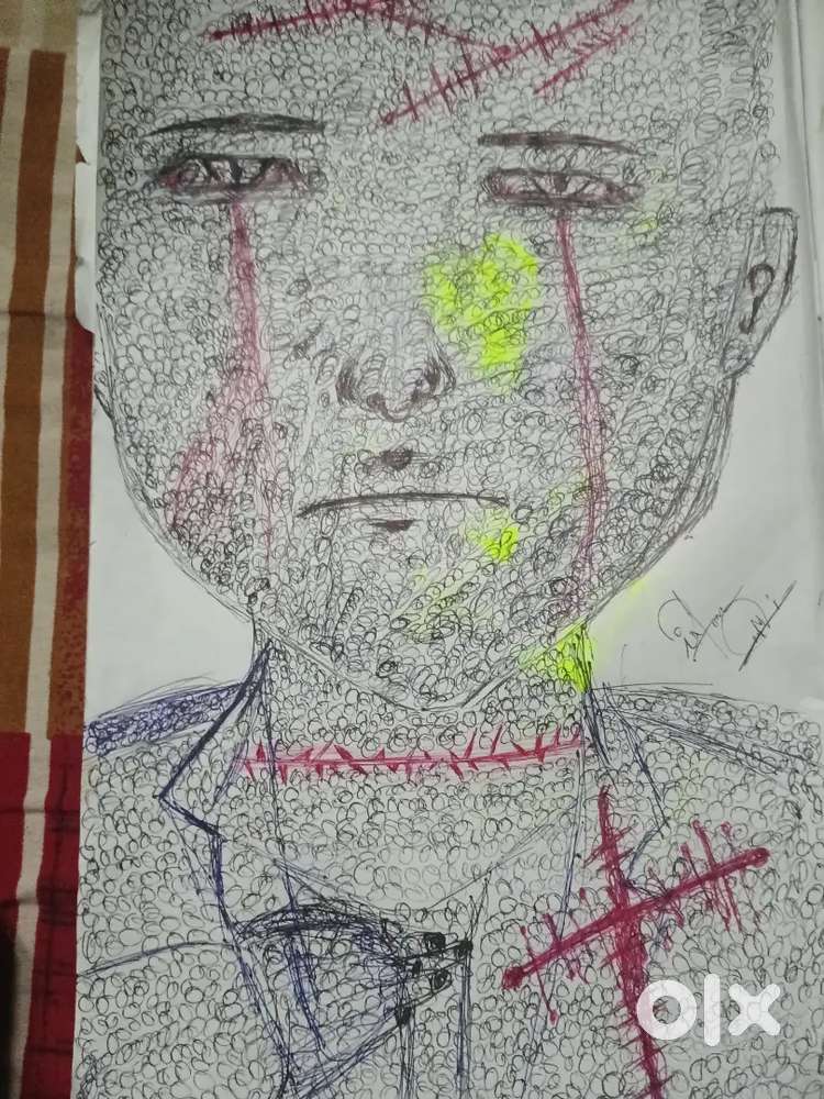 This is a painting based on reality dark meaning of humanity sad and