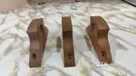 Brown wooden curtain knobs