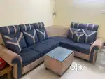 L shape corner sofa and compact 4 seater dining table