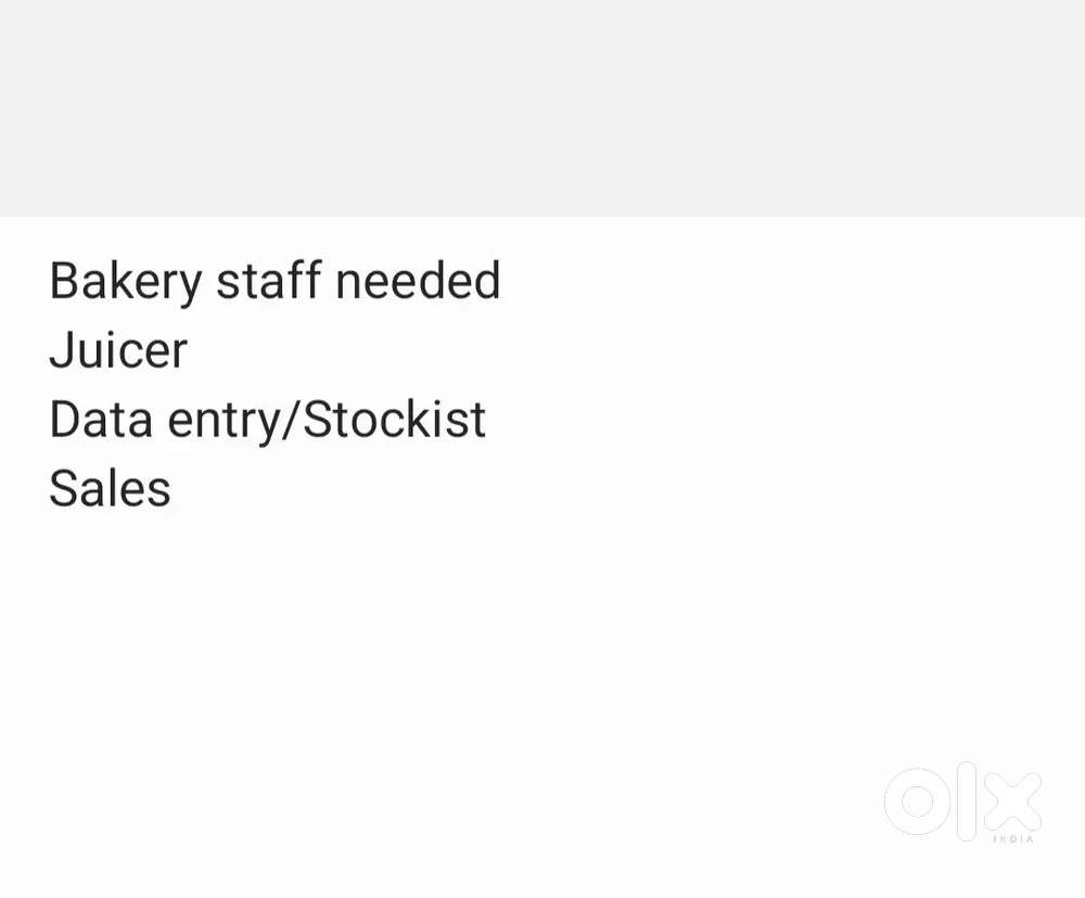 Bakery Staff needed