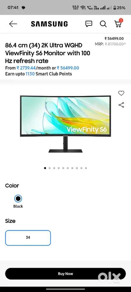 (Sealed) Samsung S6 Ultra Viewfinity 34 inch ultrawide curved monitor