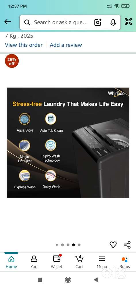 Unboxed Whirlpool fully automatic washing machine