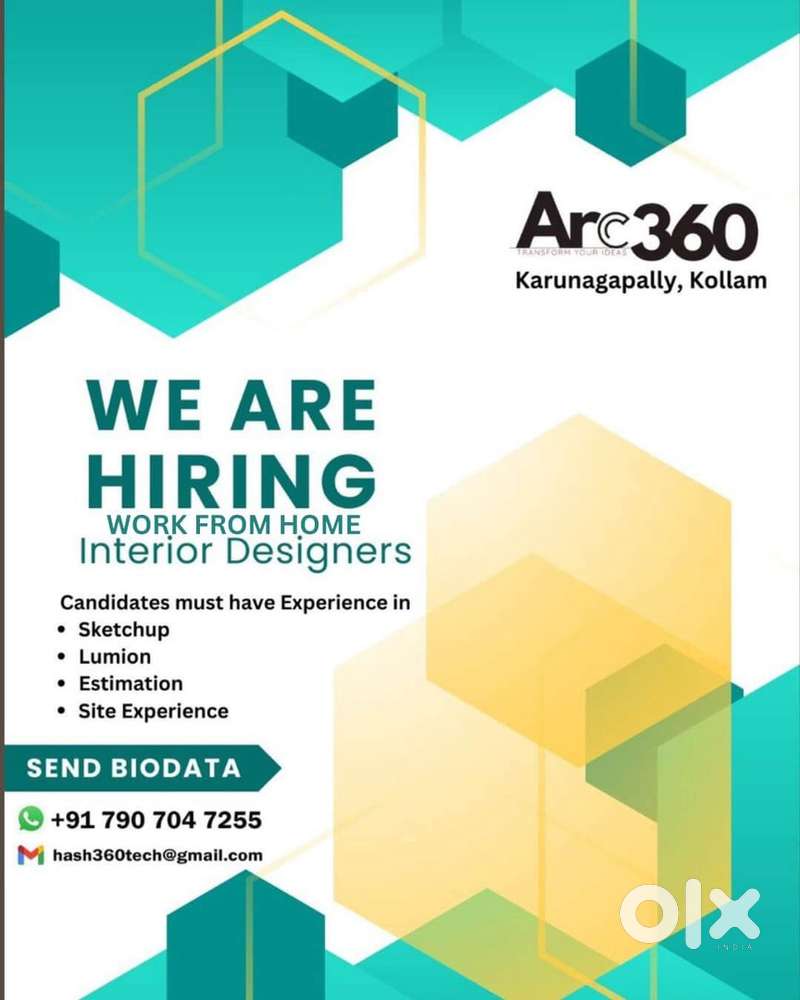 We are hiring int designer at karunagapally