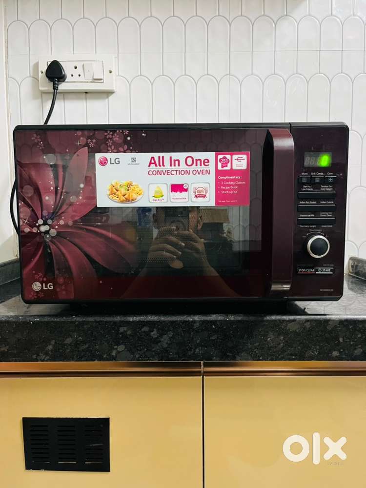 LG 28L Convection Microwave Oven Floral Maroon Panel