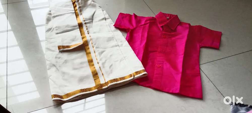 Mundu and shirt for 2 to 3 years