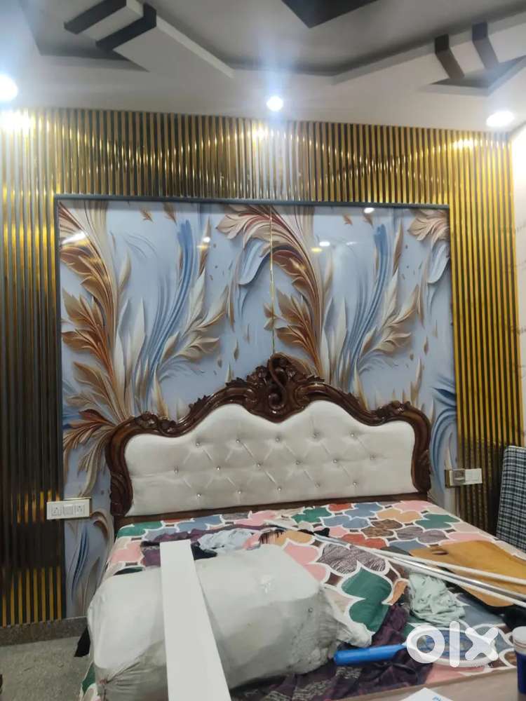 Wpc panel wallpaper wood work aluminium work blinds all intirier work