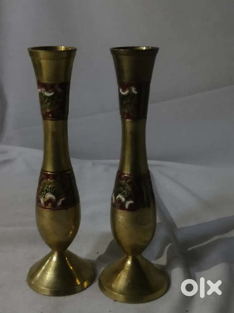 Antique pure brass solid heavy sleek vases