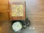 *Antique brass Victoria pocket watch london 1915 with box royal navy*