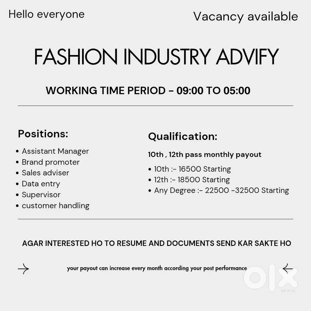 Fashion industry advify official work