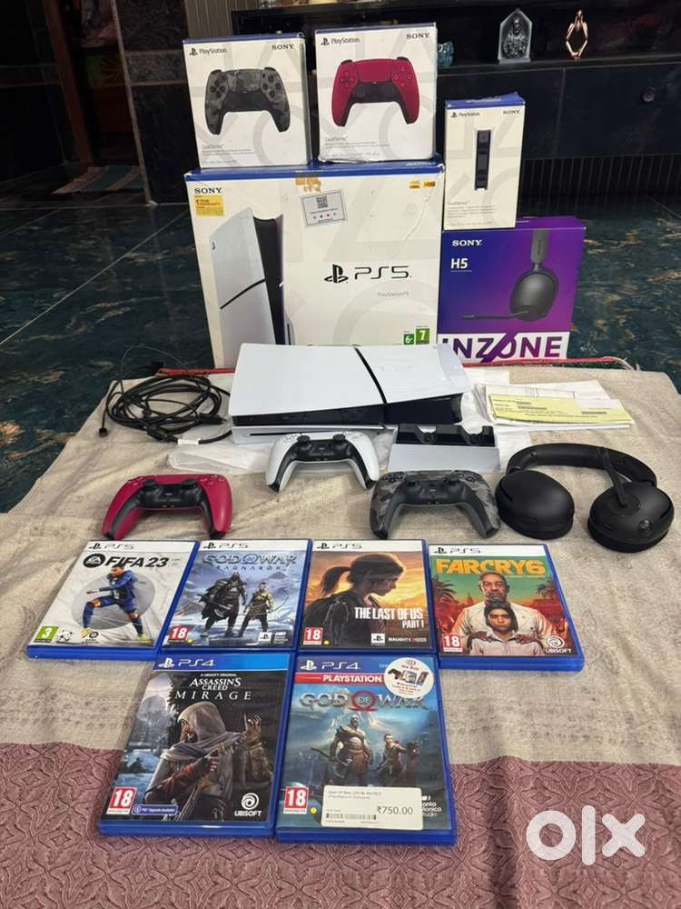 Ps5 slim Disc,dualsense controller,H5 gaming headphone,Charging dock