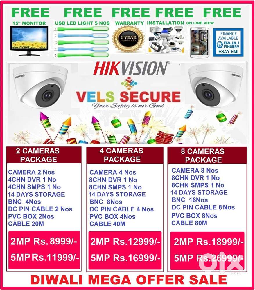 HIKVISION CCTV CAMERA 2MP   DAY & NIGHT     VISION  DIWALI M