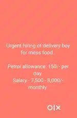 Need delivery boy for mess food