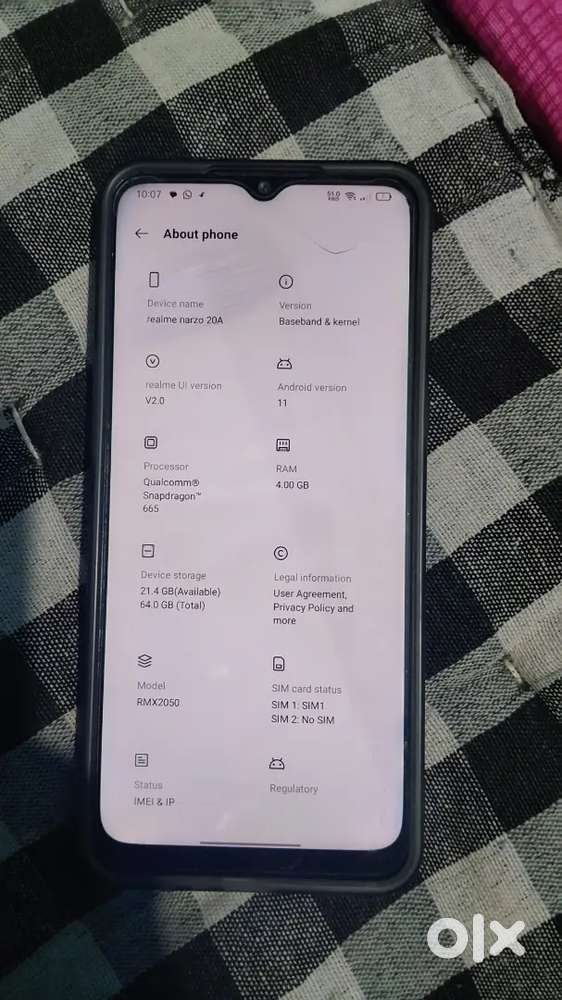 Realme narzo 20a 4/64 mast phone hai