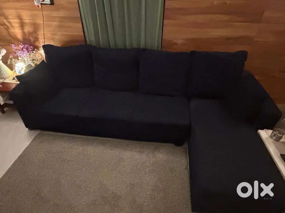 Blue L shaped sofa