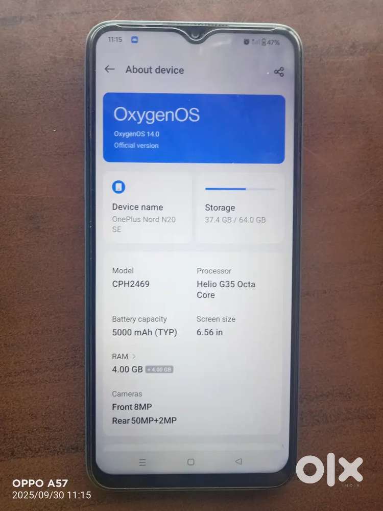 Oneplus Nord N20 SE 64.0GB CHPH2469 Helio G35 Octa Core 5000mAh 6.56in