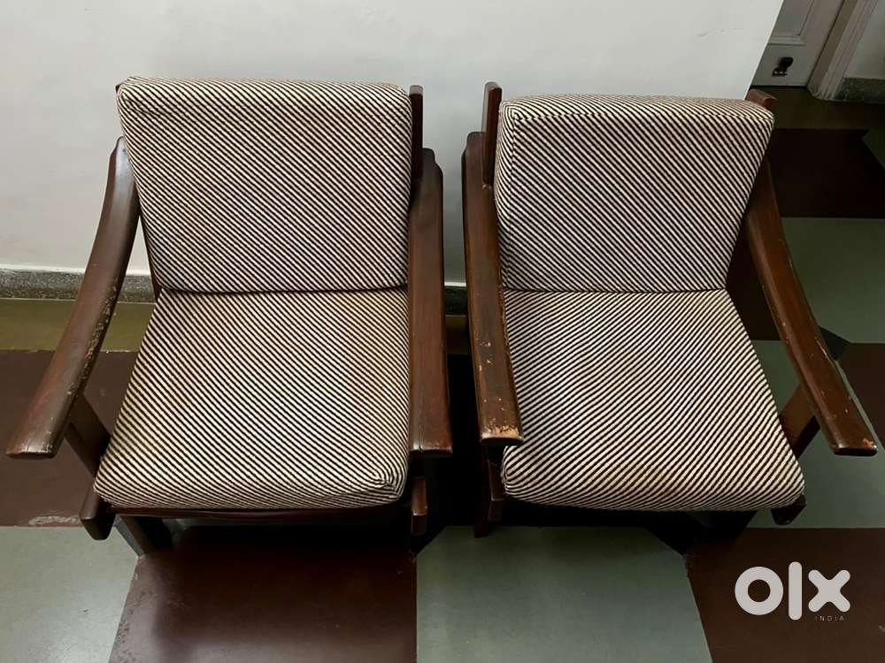 Wooden sofa armchair with cushions (pair)