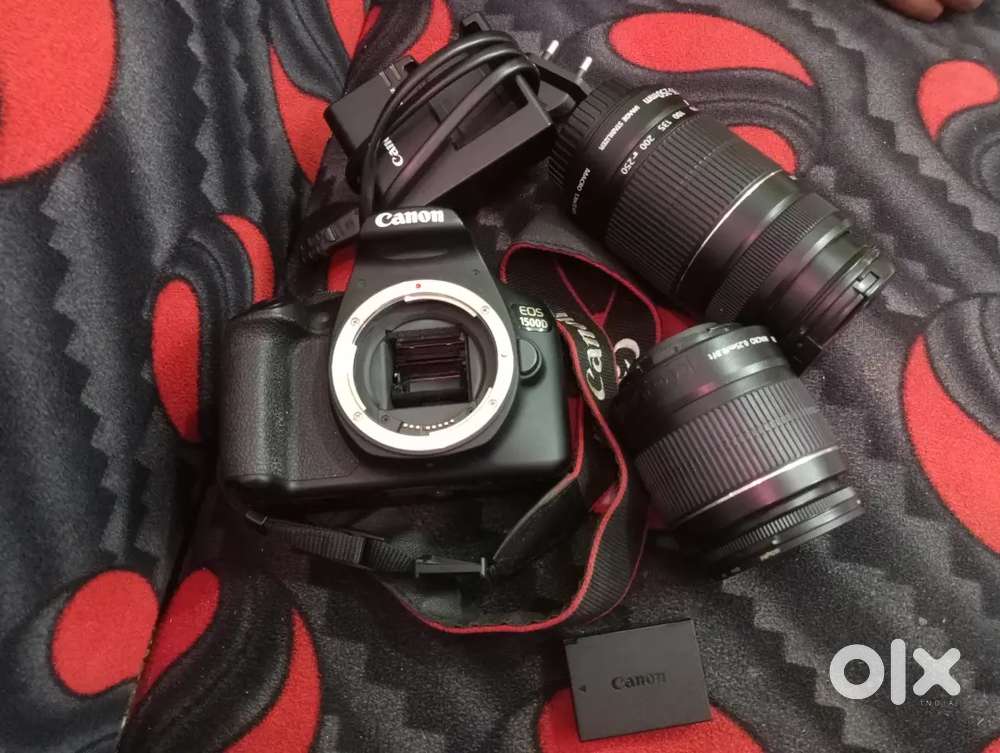 canon EOS 1500d,55mmlens, 250mm long lens, 4kphotos and video ,battary