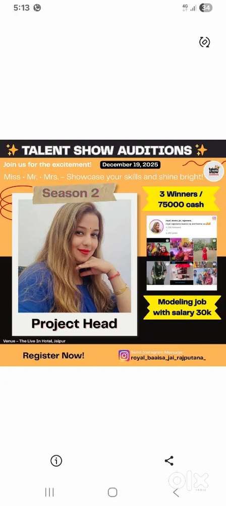 Talent show 18to30 dancing n acting n singing or modeling talent show