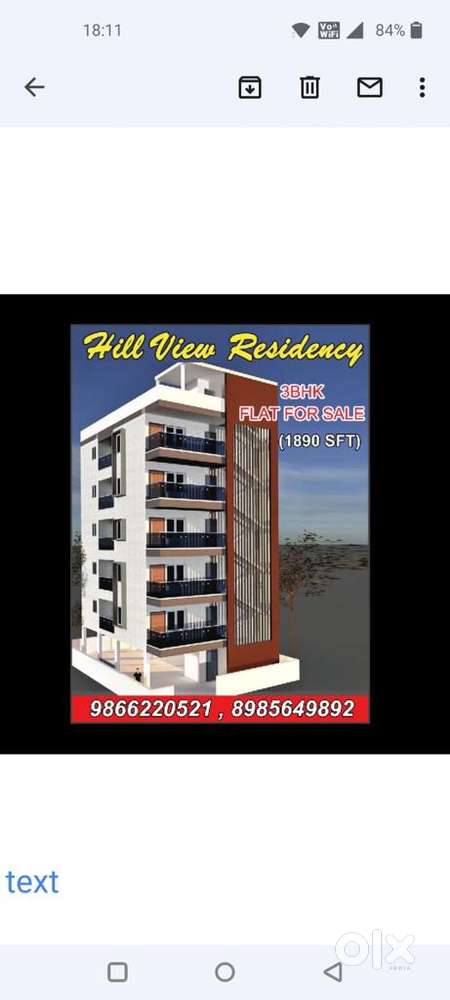 One floor each flat, Hill view from Master Bed Room and wash place