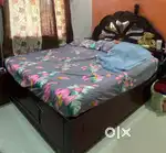 Used Teak wood king size cot available for low cost