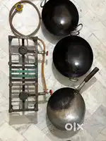 Gas chulha (bhatta) + 3 big kadhai for food business