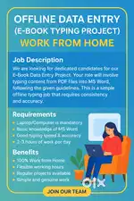 Offline Data Entry (E-Book Typing Project) - Work From Home   Job Desc