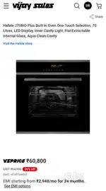 Hafele J70BIO Plus Built In Oven One-Touch Selection - Never used